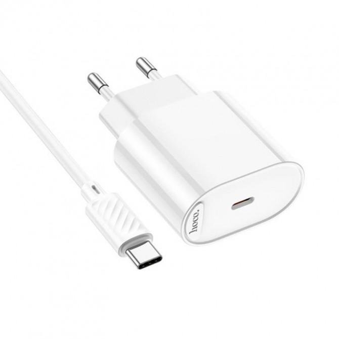 Сетевое зарядное устройство 1 Type-C Hoco C109A Fighter RD 20W White + Cable Type-C