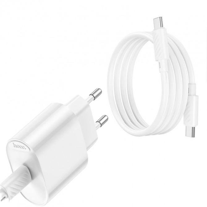 Сетевое зарядное устройство 1 Type-C Hoco C109A Fighter RD 20W White + Cable Type-C-1