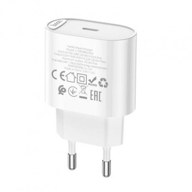 Сетевое зарядное устройство 1 Type-C Hoco C109A Fighter RD 20W White + Cable Type-C-2