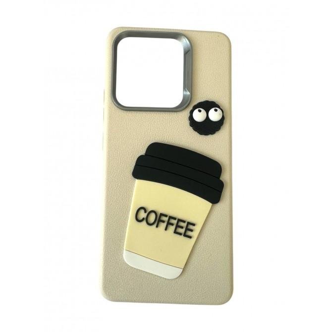 Чехол TPU Leather Toys для Xiaomi Redmi Note 13 4G (Coffee / Sand)