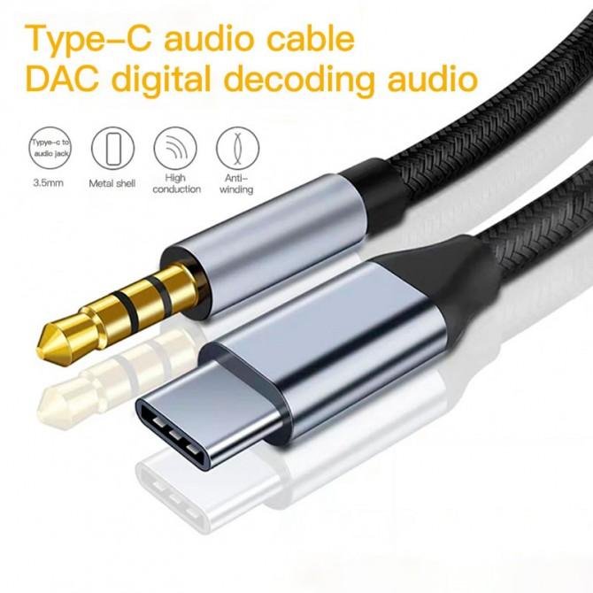 AUDIO AUX CABLE Type-C to 3.5`` Чорний-1