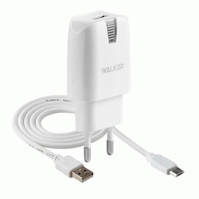 СЗУ 1USB WALKER WH-21 + MicroUSB Cable White