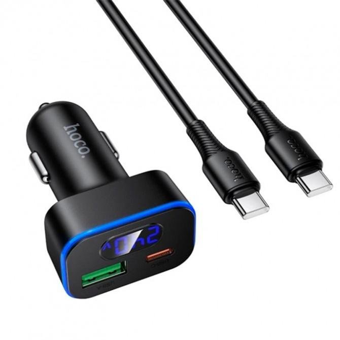 Автомобильное ЗУ 2USB+Type-C Hoco Z63A Barry PD42W+QC3.0 Black + Cable Type-C to Type-C-1