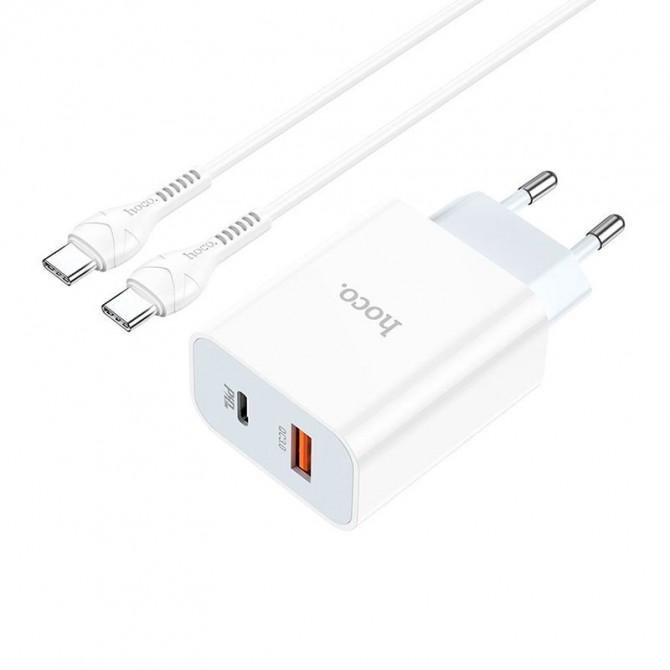 МЗП 1USB Hoco C97A +Type-C PD20W QC3.0 White + Cable Type-C to Type-C (3A)-1