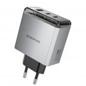 Мережевий зарядний пристрій 2Type-C Borofone BN22 Lena PD65W Metal Grey