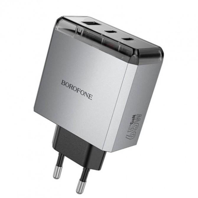 Мережевий зарядний пристрій 2Type-C Borofone BN22 Lena PD65W Metal Grey