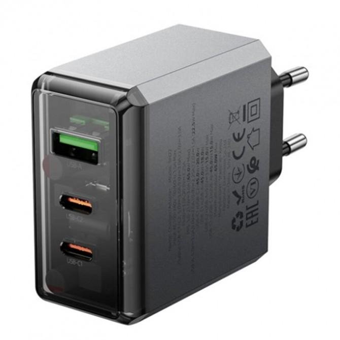 Мережевий зарядний пристрій 2Type-C Borofone BN22 Lena PD65W Metal Grey-1