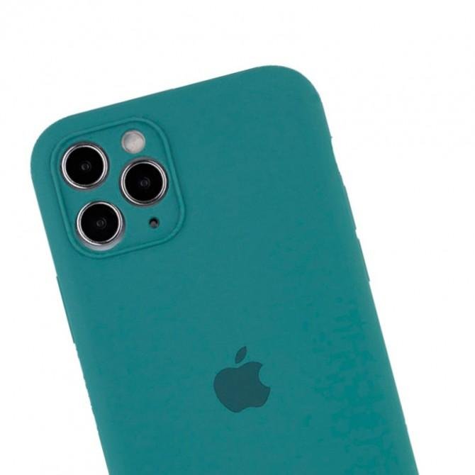 Оригинальный силиконовый чехол для iPhone 11 Pro Max Хвойно Зеленый FULL (with camera protection)-1