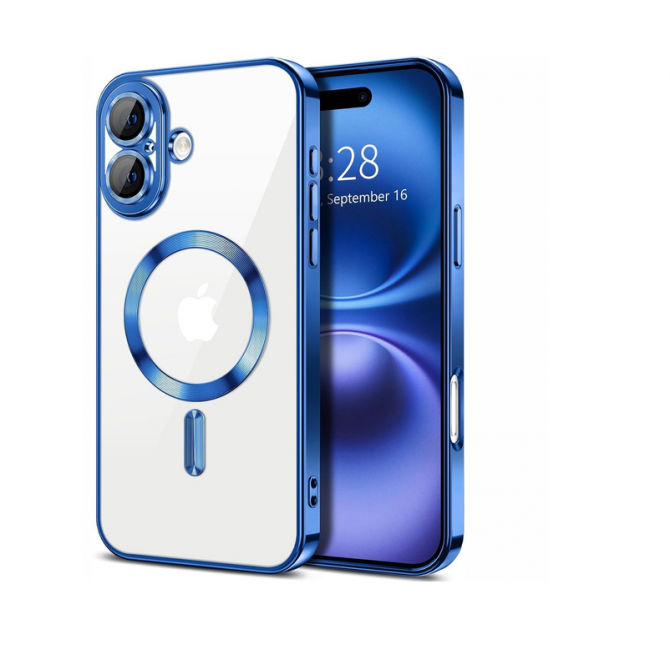 Силиконовый чехол SHINING with MagSafe для iPhone 16 Синий