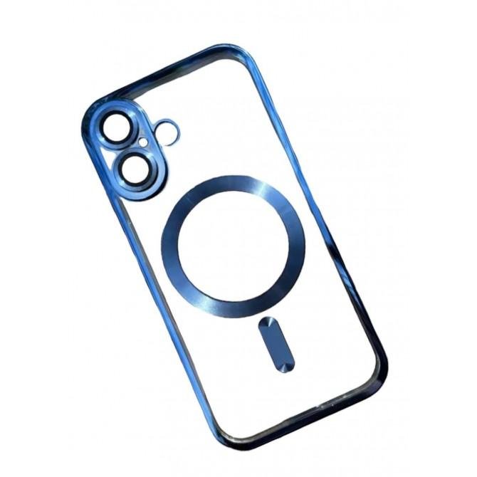 Силиконовый чехол SHINING with MagSafe для iPhone 16 Синий-3