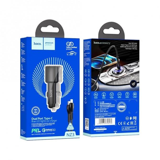 Автомобільний зарядний пристрій Hoco NZ3 PD40W + QC3.0 Black-2