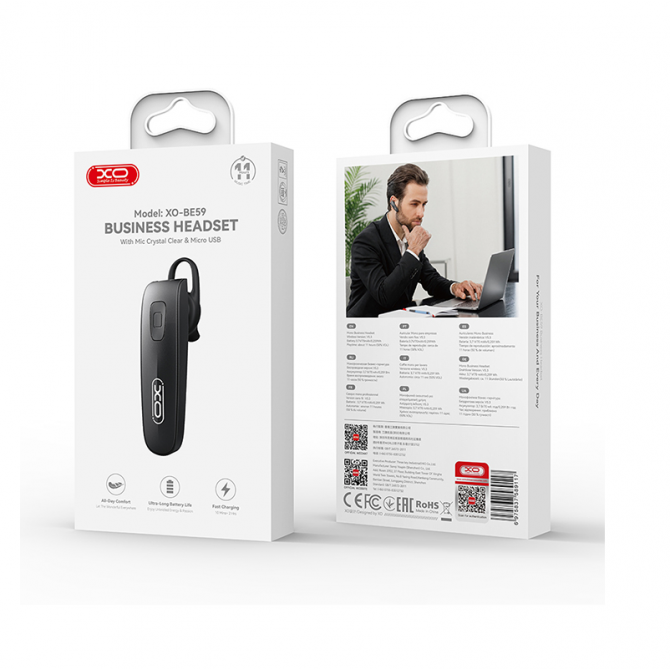 Гарнитура Bluetooth Headset XO BE59 Black-3