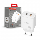 Зарядное устройство для GaN TITANUM CH45AC 45W USB-A+USB-C White