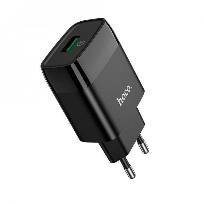 Мережевий зарядний пристрій Hoco C72Q QC3.0 Black + USB cable Type-C (2.1A)-1
