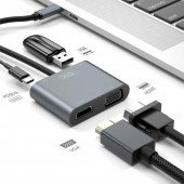 USB Хаб XO HUB001 4 in 1 HDMI/VGA/USB3.0 /PD Black USB Хаб XO HUB001 4 in 1 HDMI/VGA/USB3.0 /PD Black