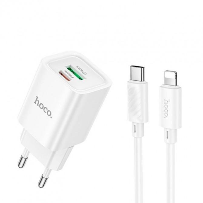 Сетевое зарядное устройство 1USB + Type-C Hoco C149A PD30W+QC3.0 White + Cable