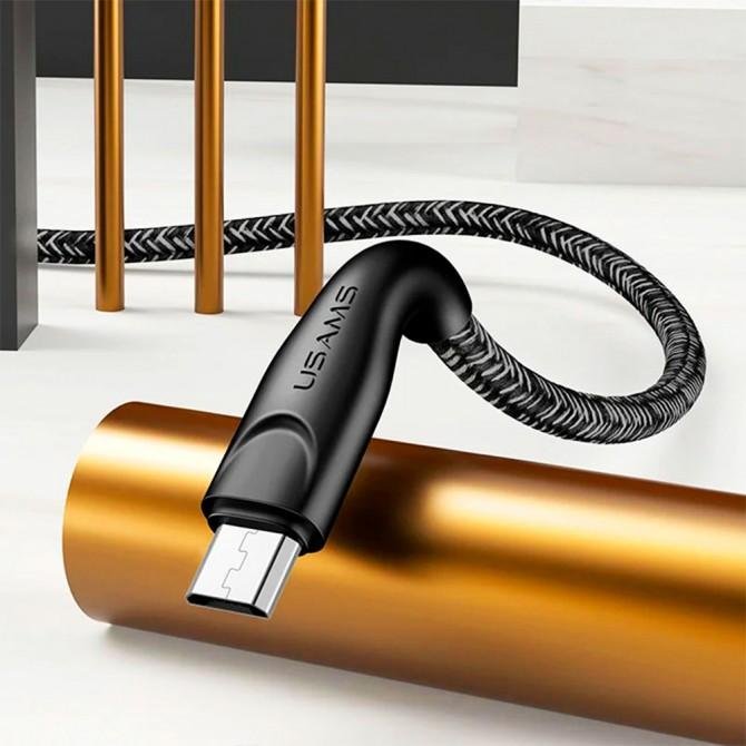 Кабель Usams U41 US-SJ393 Braided Data MicroUSB 1m Чёрный-2