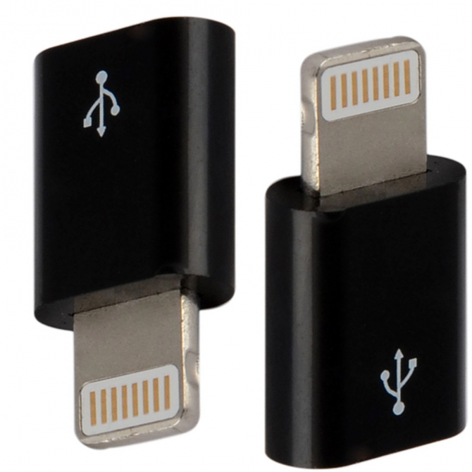 Адаптер MicroUSB to Lightning Чёрный