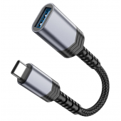 Адаптер OTG Hoco UA24 Type-C male to USB 3.0 Metal Grey Адаптер OTG Hoco UA24 Type-C male to USB 3.0 Metal Grey