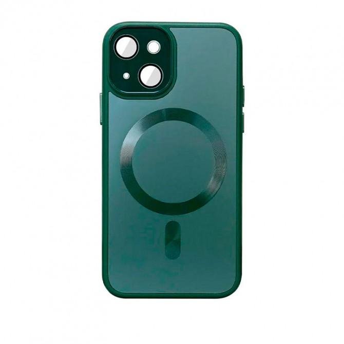 Чохол TPU+Glass Sapphire Midnight with MagSafe для Apple iPhone 15 (6.1") Темно Зелений