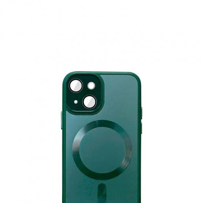 Чохол TPU+Glass Sapphire Midnight with MagSafe для Apple iPhone 15 (6.1") Темно Зелений-1