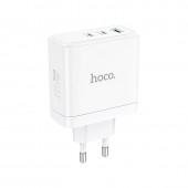 Мережевий зарядний пристрій 1USB + 2Type-C Hoco N30 Glory 65W White