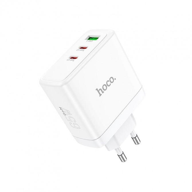 Мережевий зарядний пристрій 1USB + 2Type-C Hoco N30 Glory 65W White-1