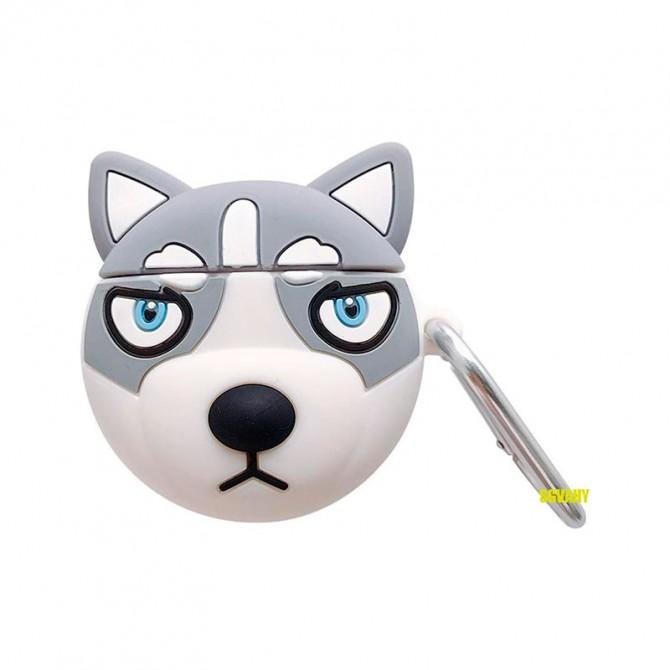 Чехол U-Like Silicone Case For Airpods Cartoon Grey Husky