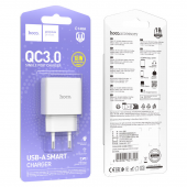 Сетевое зарядное устройство 1USB Hoco C140A Smart QC3.0 White