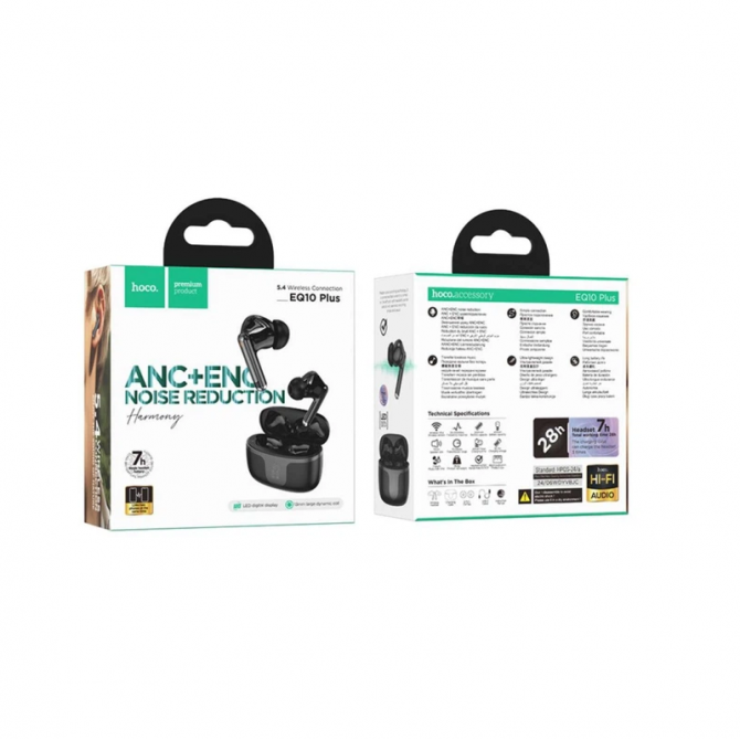 Наушники Stereo Bluetooth Headset Hoco EQ10 Plus ANC+ENC TWS Black-2