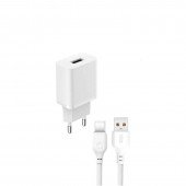 Мережевий зарядний пристрій  XO L99 2.4A/1USB + microUSB White Мережевий зарядний пристрій  XO L99 2.4A/1USB + microUSB White