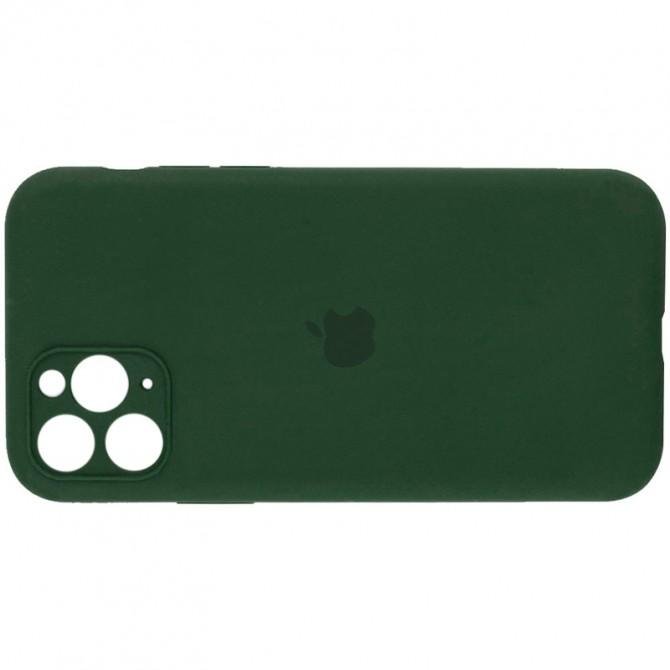 Оригинальный силиконовый чехол для iPhone 11 Pro Темно Зеленый FULL (with camera protection)-1
