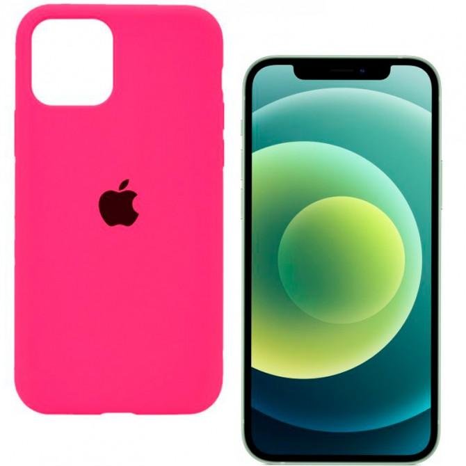 Оригинальный силиконовый чехол для iPhone 12 /12 Pro Неоново Розовый-1