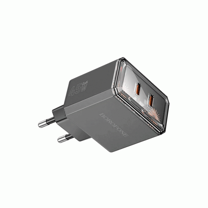 СЗУ 2Type-C Borofone BAS33A Treasure PD 45W Black-1
