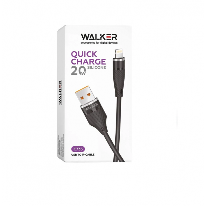 Кабель USB WALKER C735 Lightning Black 1m-2