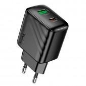 Мережевий зарядний пристрій 1USB + Type-C Hoco CS25A Rico PD20W+QC3.0 Black