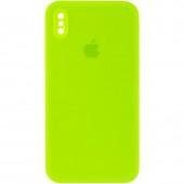 Оригінальний силіконовий чохол для iPhone X/Xs Салатовий FULL (SQUARE SHAPE)
