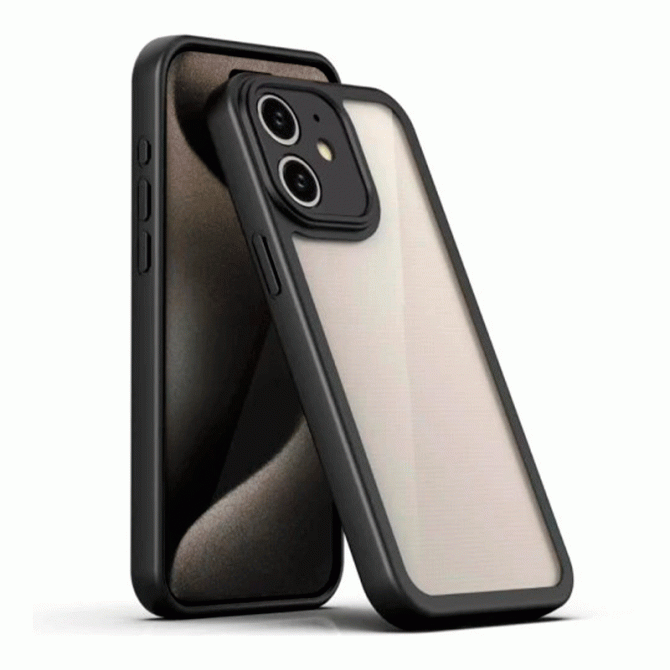 TPU чехол Transparent + Colour 1,5mm для Apple iPhone 12 (6.1") Black