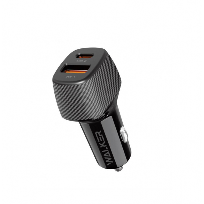 Автомобільний зарядний пристрій 1USB + Type-C Walker WH-35 PD30W +QC 18W Black
