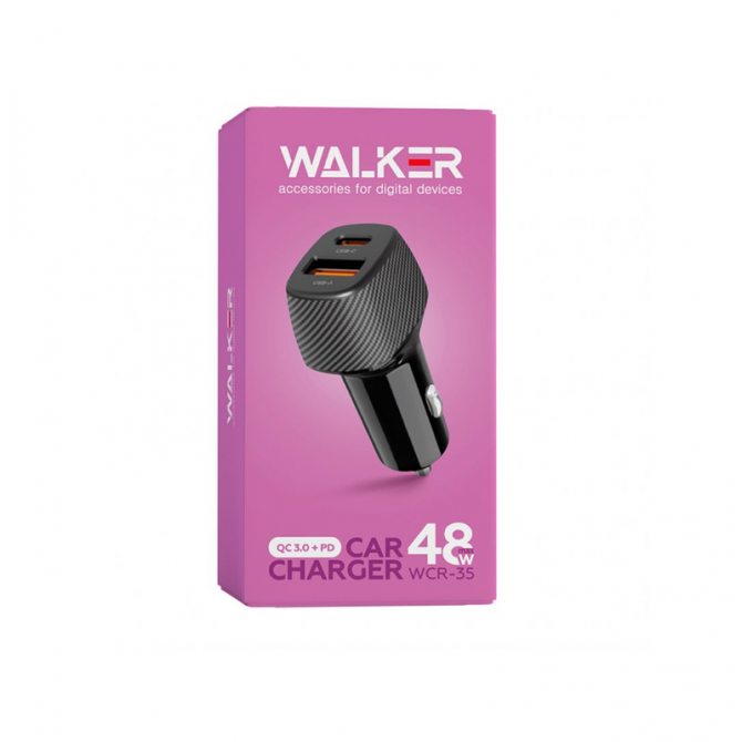 Автомобільний зарядний пристрій 1USB + Type-C Walker WH-35 PD30W +QC 18W Black-3