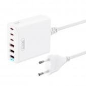Мережевий зарядний пристрій XO L133 75W GaN 3A+3C Desktop Fast Charger with 1.5m cord White