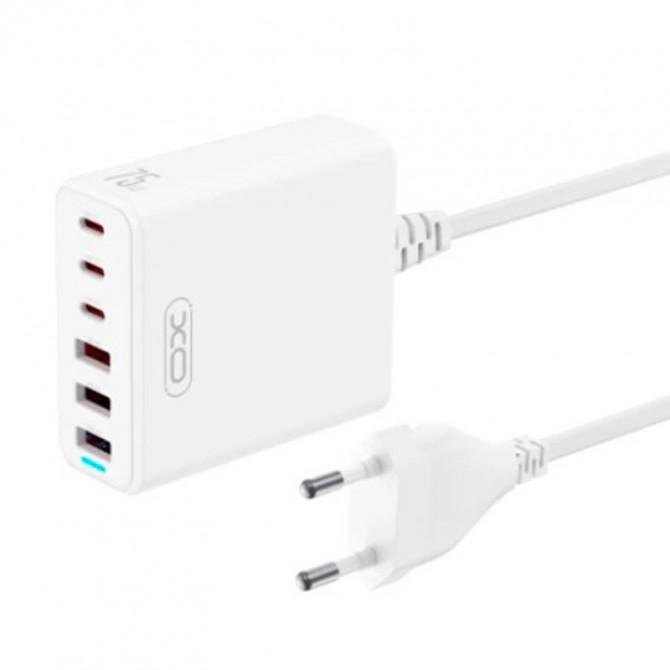 Мережевий зарядний пристрій XO L133 75W GaN 3A+3C Desktop Fast Charger with 1.5m cord White