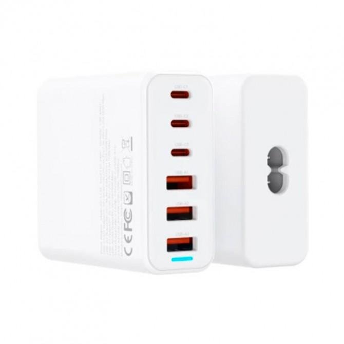 Мережевий зарядний пристрій XO L133 75W GaN 3A+3C Desktop Fast Charger with 1.5m cord White-1