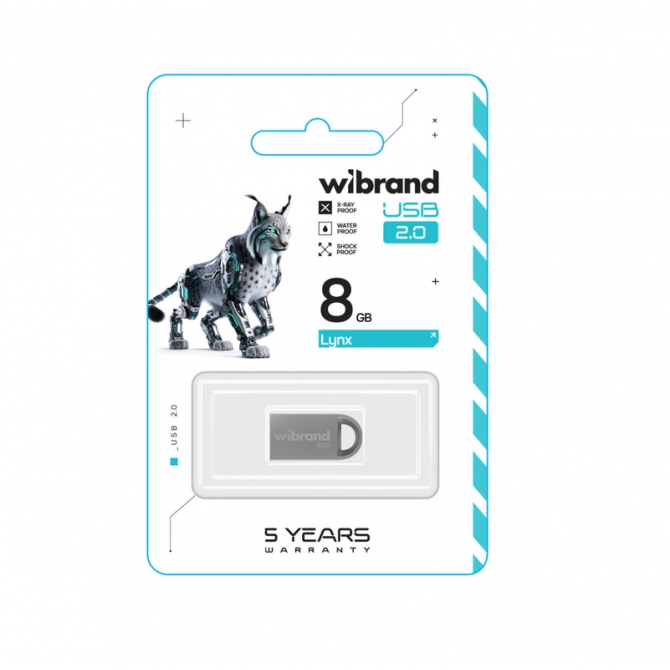 Флеш память Wibrand USB 2.0 8Gb Lynx Серый-1