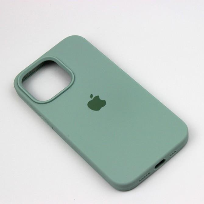 Оригінальний силіконовий чохол для iPhone 13 Pro Max Пастельно Зелений FULL-1