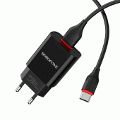 МЗП 1USB Borofone BA20A Sharp Black + Type-C Cable МЗП 1USB Borofone BA20A Sharp Black + Type-C Cable