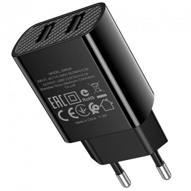 МЗП 2USB Borofone BA53A + Lightning 2.1A Black-1