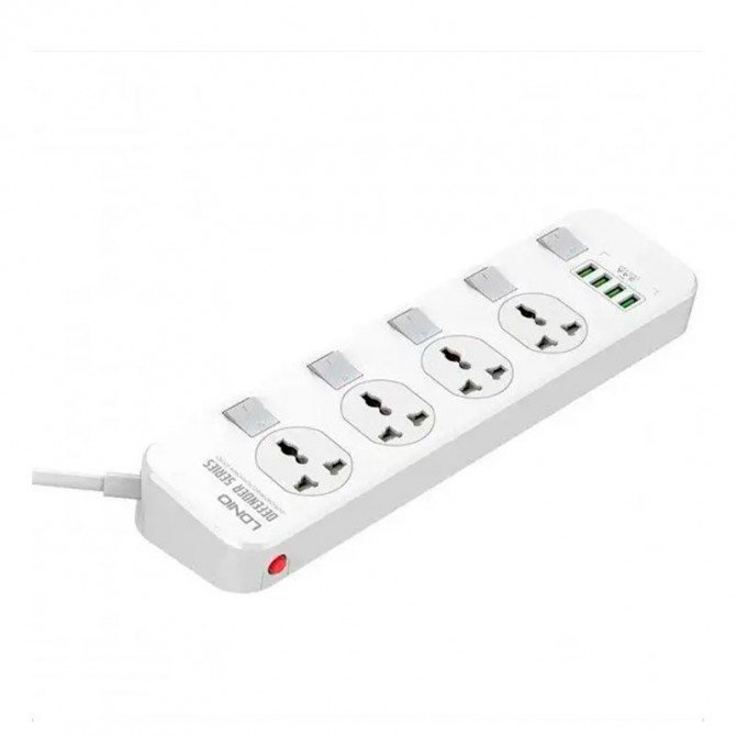 Сетевой фильтр LDNIO SC4408 (4x220V+4USB/3,4А/2m) White