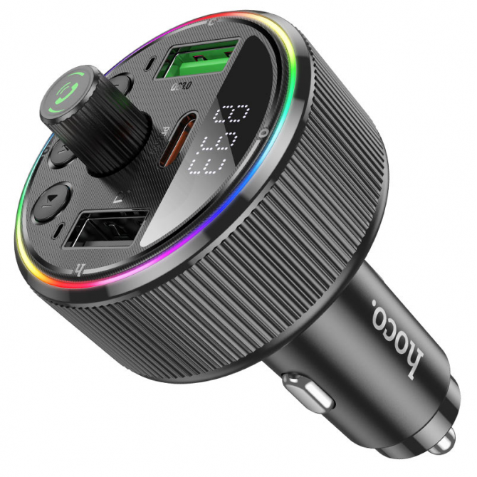 ФМ модулятор Hoco with Charger E82 Guerrero PD30W+QC3.0 Grey