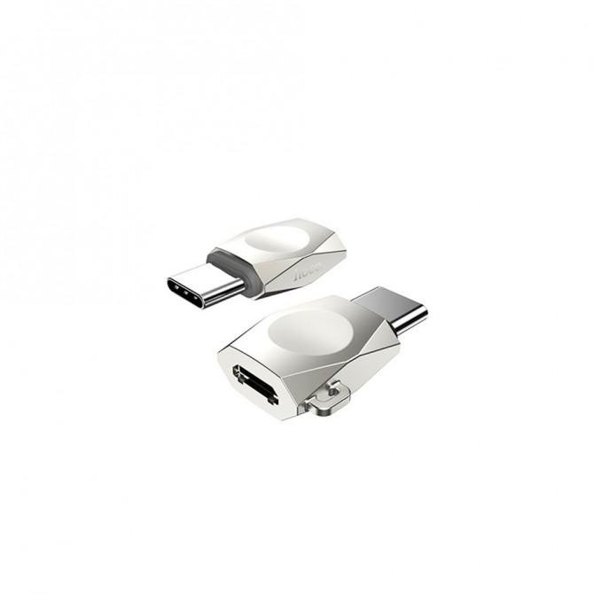 Переходник Hoco UA8 MicroUSB -> Type-C Pearl Nickel-1